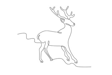 A deer standing side view. Deer one-line drawing