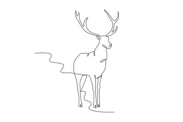 A deer stands majestically. Deer one-line drawing