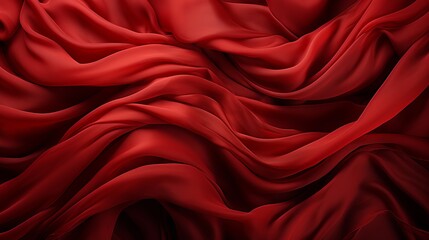 A vibrant maroon fabric cascades over a smooth surface in hues of red and peach, creating a striking display of color and texture