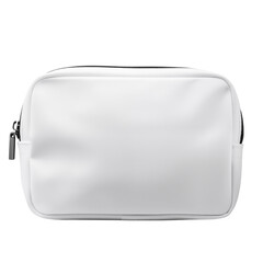White Accessories Makeup Bag Mockup isolated on white transparent background, PNG, zipper