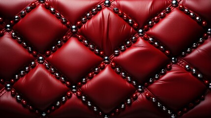 Bold and luxurious, the maroon leather sofa boasts a quilted upholstery of striking red and silver, adding an opulent touch to any indoor space