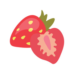 Vector strawberry in cartoon style. Illustration on a white isolated background. Organic berry, natural product.
