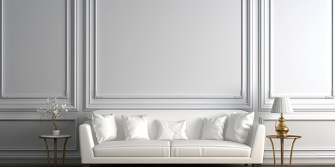 White sofa in interior architectural detail.