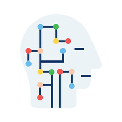 An icon of ai brain in trendy flat style, artificial intelligence, neural network