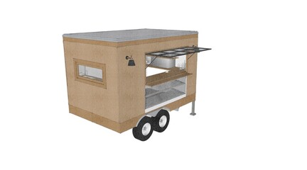 Sketch Wooden food trailer for selling coffee and cake 