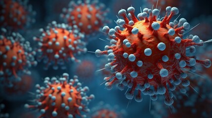 3D Illustration of a Dynamic Virus Background Pattern, Symbolizing the Intersection of Disease, Healthcare, and Pharmacy Initiatives.