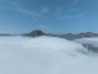Mountains in mist in Iceland in summer