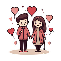 valentine's day cute happy couple with heart