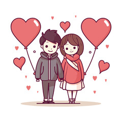 valentine's day cute happy couple with heart