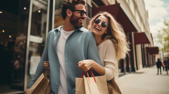 Couple Shopping In Mall