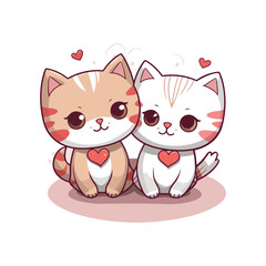 valentine two cat and heart