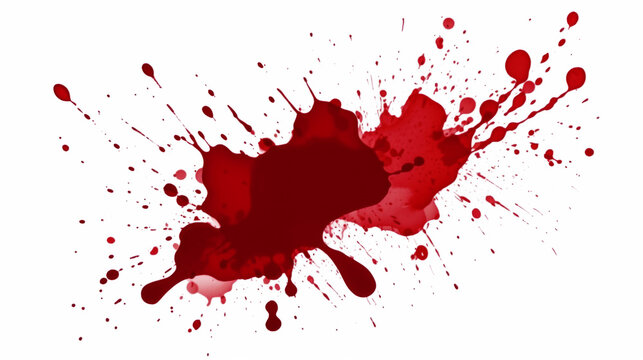 Blood splashes. Smudges and splashes of red liquid on a white background. Red ink splatters and drips.