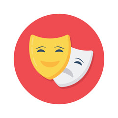 Face masks, theater masks theme party icon in modern flat style, easy to use
