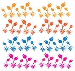 Marbling Tulip Pattern. Marbling Art, Turkish art of water marbling. Tulip vector pattern