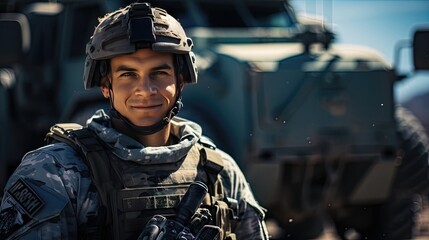 Charming Soldier. A Captivating Full Body Photograph Filled with Joy
 - obrazy, fototapety, plakaty