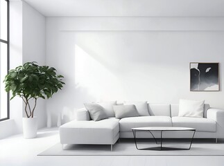 New modern living room with white sofa