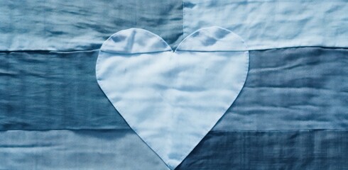  a close up of a piece of cloth with a heart cut out of the middle of the piece of fabric. - obrazy, fototapety, plakaty