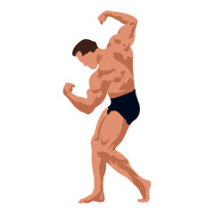Bodybuilding, weightlifting shows your muscles. Body, relief. Vector illustration on white limited background.
 - obrazy, fototapety, plakaty