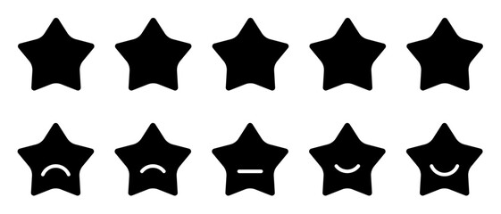 Five stars flat icon design with different expressions, customer review concept on web - obrazy, fototapety, plakaty