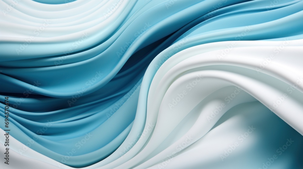 Poster a close up of a blue and white background with a wavy design on the top of the image and bottom of t