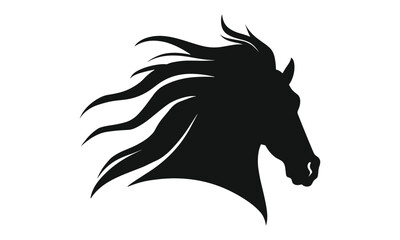 "Sleek Noir HORSE: Captivating Stylized Black Silhouette Vector Design"