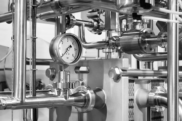 Chemical laboratory equipment, equipment for pharmaceutical production  equipment close-up,...