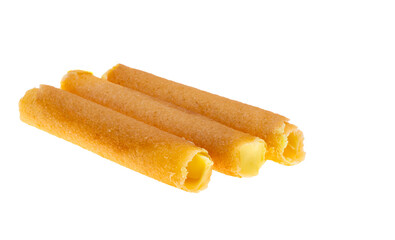 waffle rolls with lemon cream isolated