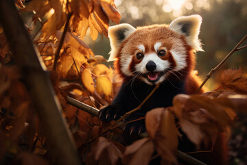 Red Panda on tree branches