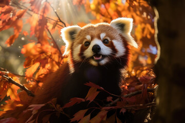Red Panda on tree branches