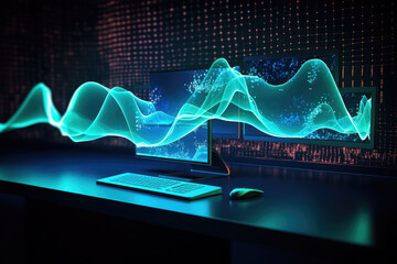 Financial stock market graph on technology abstract background Ai generated