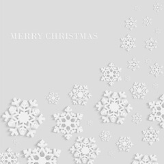 Christmas Background with white paper snowflakes