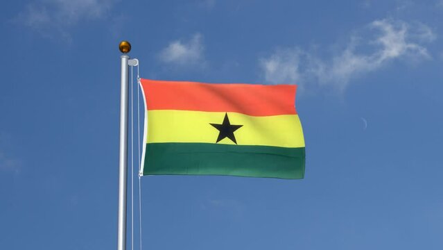 Ghana flag flying on a flagpole