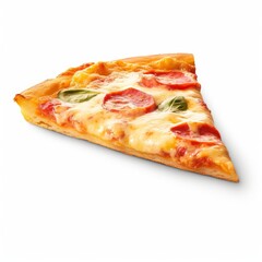 Piece of pizza Margherita isolated on white, Generative AI 