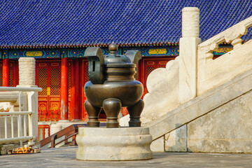 Pedestal and White Marble railing of the Hall of Prayer for Good Harvest in Beijing Temple of Heaven Park