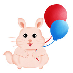 rabbit with balloons