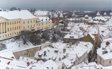 winter city view to tallinn, europe, estonia