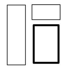 Set of black frames. Square borders. Vector illustration.