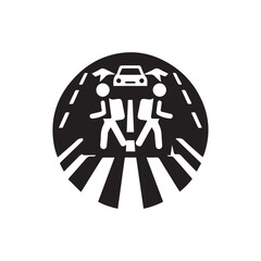 Set of icons for traffic jams. Included symbols for traffic, transportation, wrecked cars, and roads 