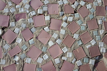 Soviet design of concrete slab with glazed mosaic