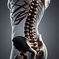 Human spine bones clear sharp 3d rendered illustration. Back spine pain concept. Ai generated