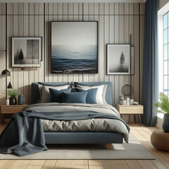 interior design of modern bedroom style of Boho, french country ,generative AI