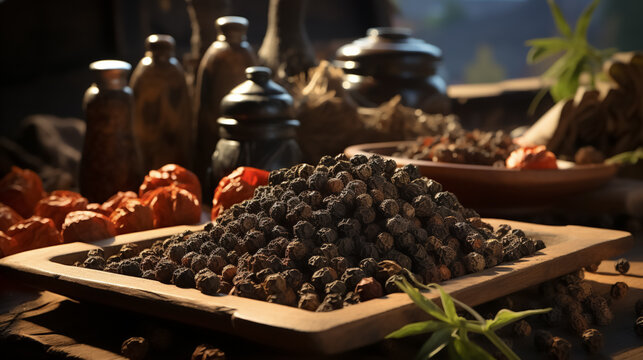 pepper (Piper nigrum), plant species from the pepper family (Piperaceae), ai generated