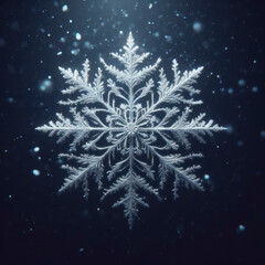 Fototapeta na wymiar snowflake on dark background. Beautiful cold ice frost winter Christmas holiday season background. ai generative