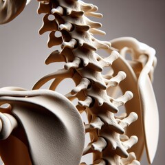 Human spine bones clear sharp 3d rendered illustration. Back spine pain concept. Ai generated