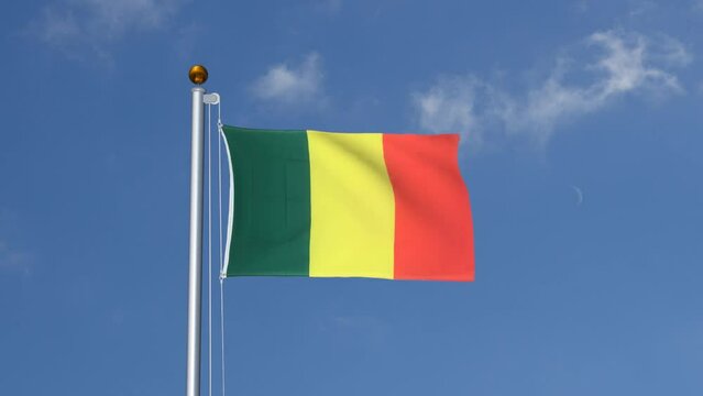 Mali flag flying on a flagpole