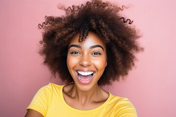 Black African girl selfie on the pastel background