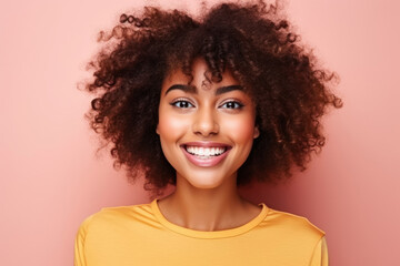Black African girl selfie on the pastel background