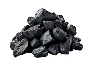 Natural Black Coal, isolated on a transparent or white background - obrazy, fototapety, plakaty