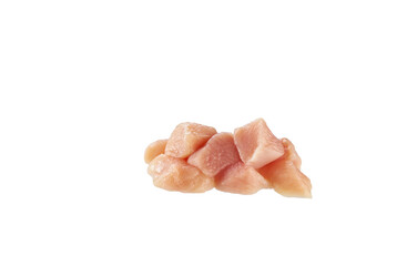 raw chicken fillet pieces isolated on white background. Chicken meat with clipping path.