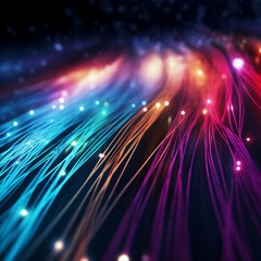 Abstract Blue Fiber Optic Cable Communication